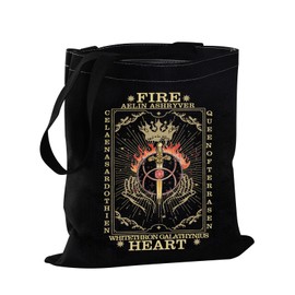 PXTIDY TOG Fire Heart Tarot Style Tote Bag Throne Glass Literary SJM Bookish Gift Fandom Gift For Book Lover Shopping Bag