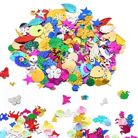 ADOFUN Colorful Sequins Mixed Sequins and Sequins Craft Snowflake Flower Oval Shell Circle Leaf Shape Children Art Sequins DIY Sequin Accessories Crafts Costume Party Supplies Various Shapes, Colors