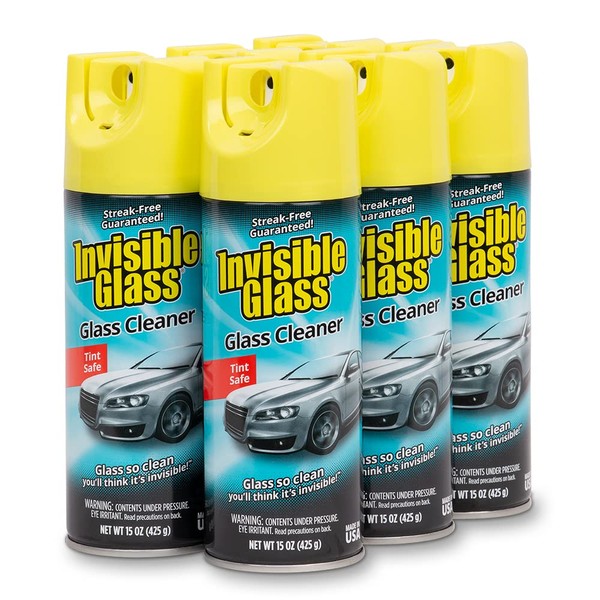 Invisible Glass 91163-6PK 15-Ounce Cleaner for Auto and Home for a Streak-Free Shine, Deep-Cleaning Foaming Action, Safe for Tinted and Non-Tinted Windows, Ammonia Free Foam Glass Cleaner, Pack of 6
