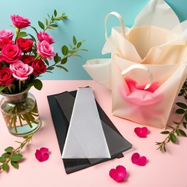 100 sacchetti trasparenti per confezionare fiori, in plastica trasparente, per bouquet di fiori, sacchetti in cellophane per confezioni regalo per San Valentino, confezioni regalo