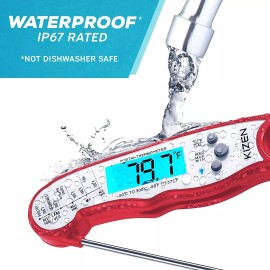 Kizen Digital Waterproof Instant Read Meat Thermometer - Red