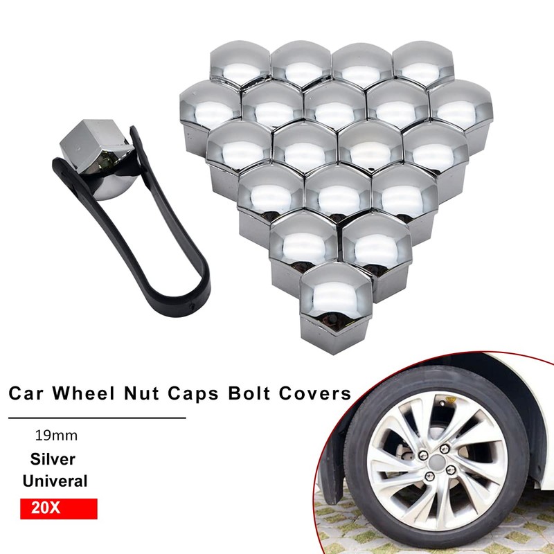 Riloer 19mm Lug Nut Covers 20PCS, ABS Chrome Plastic Nut