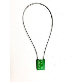 AVG Packaging Supplies Green Galvanized Steel Lock Seals - Self-Lock Pull Tight Adjustable Metal Cable for Truck Doors, Trailers, Cargo, Containers - 14” Long, 1/12” Thick, 2mm (50ct)