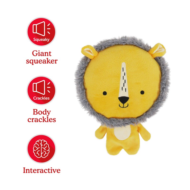 Rosewood Leo Lion, Plush Interactive Dog Toy With Giant Squeaker