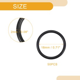 Partuto 50 Pcs 18mm ID x 2mm CS Universal Car O Ring Seal Gasket - Car - Faucet Repair Trucks Suvs Trailer Tube Sealing Waterproof - NBR Rubber Black