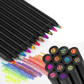 VACUBXBY Rainbow Pencil for Adults and Children, 12 Colours Jumbo Colouring Pencils, Multicoloured Colouring Pencils Set for Art, Drawing, Colouring, Sketching, Party Bags, Children's Birthday Parties