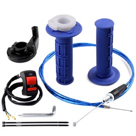 Royitay 7/8" 22mm Twist Throttle Accelerator Soft TPR Rubber Handle Grips + 50" Throttle Cable + Kill ON-Off Switch for 50cc 110cc 150cc 250cc Mini Bike 4-Stroke Dirtbike ATV Quad Pit Bike Blue