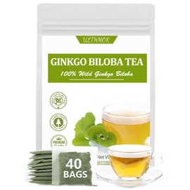 Premium 40 Ginkgo Biloba Tea Bags, Made with 100% Natural Ginkgo Biloba Leaves, No Additives & Caffeine Free.
