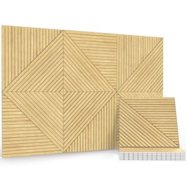 JBER Acoustical Wall Panels - 6 PCS 23.6 X 23.6 Inches Wood-Pattern Printing Sound Absorbing Panels, Large Self-Adhesive Decorative Soundproof Wall Panels for Studio,Home & Living Room(Oak)