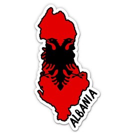 Squiddy Albania Map with Flag - Vinyl Sticker Decal for Phone, Laptop, Water Bottle - 3"