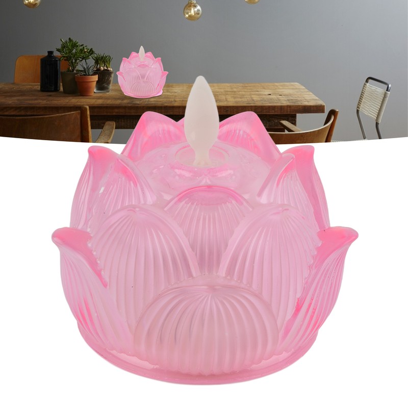 LED Flower Lamp Imitation Glass Yellow Light Electronic Candle Lotus