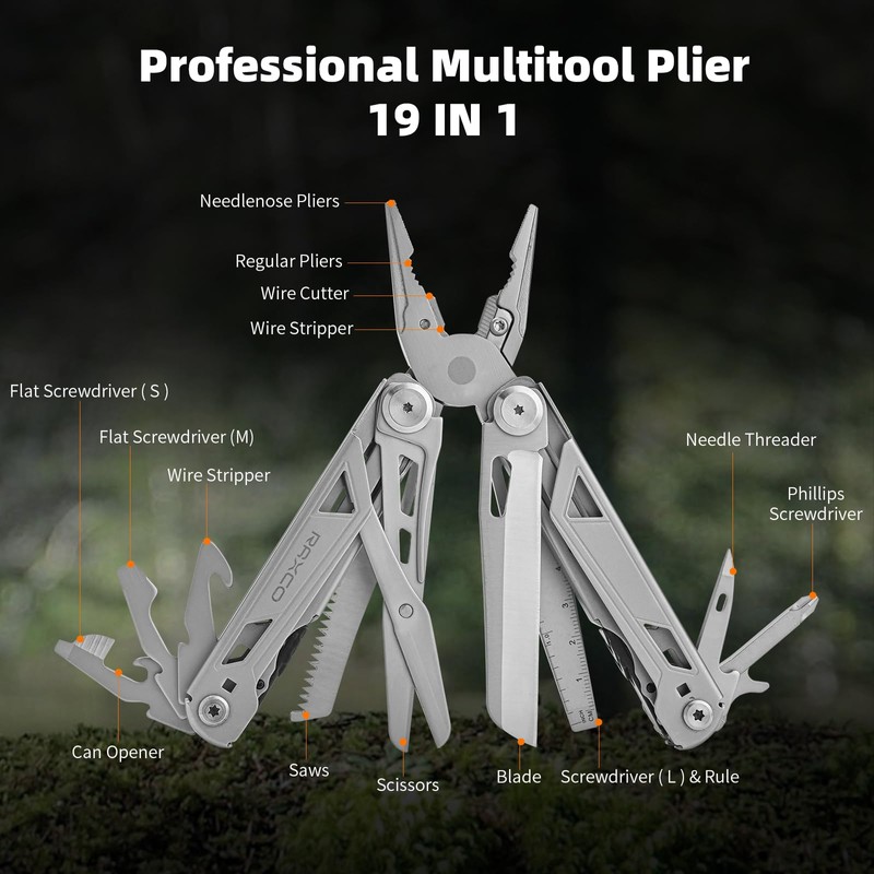 RAXCO Multi-Tool,15-in-1 Multitools Pliers tool,Full Stainless Steel multi tools (Plier-tools)