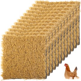 12Pack Chicken Nesting Pads, 12”x12” Nesting Box Pads Artificial Turf Mats, Washable Chicken Coop Bedding Laying Rug Fake Turf Mats Grass Carpet Garden Lawn for Chicken Hen Small Pets