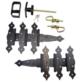 Shed Windows and More Shed Door Hardware Kit, (6" Hinges) Fancy Decorative Hinges, T Handle, Loop Barrel Bolts (Double Door) Shed Hardware