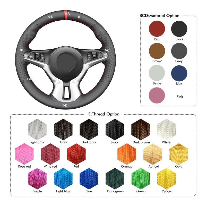 MEWANT Custom Hand Stitched Faux Leather Steering Wheel Cover Compatible