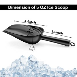 TeamFar Ice Scoop, 5oz Stainless Steel Canister Small Ice Candy Scoops for Kitchen Dispenser Buffet Jars, Healthy & Sturdy, Multi-use & Mirror Finish, Dishwasher Safe-2 PCS, Black