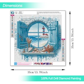 Lighthouse Diamond Painting Kits for Adults,Full Round Drills Lighthouse Landscape Theme Diamond Art Kits for Beginners,DIY Crystal Art Painting Craft Kit for Home Wall Decor 14X14 Inch.