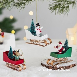 Imported Christmas Metal Sleigh Ornament for Tree & Holiday Decor (lf1399) One Size/No.2 3ea