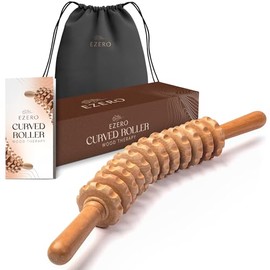 Ezero Wooden fascia rod made of beech wood for body and thighs, soft touch - massage roller - wooden fascia roller, massage roller, massage abdomen, massage roller legs