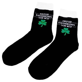 Black Irish Drinking Socks With Green Shamrock