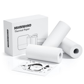 Thermal Paper Non-Adhesive Sticker Paper for Mini Thermal Pocket Printer, Black on White 57 x 25mm, 3-Rolls for Notes Texts Journal Photo and Notebuddy