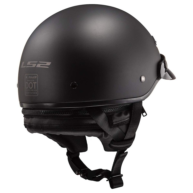 LS2 Helmets Bagger Motorcycle Half Helmet (Matte Black - Medium)