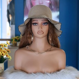 Professional Mannequin Display Head with Mesh Wig Cap, Realistic Features, Makeup Display Stand (DE 487 GM BZ)