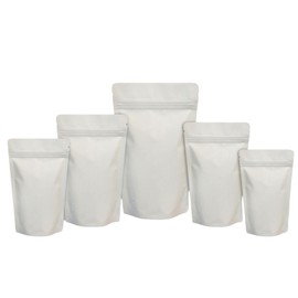 50pcs Sealable Matt Pouches Resealable Bags Ziplock, Sealable Matt Bags Reusable Mylar Baggies Heat Seal Packaging Bags for Food Storage (White Matt, 12x20cm)