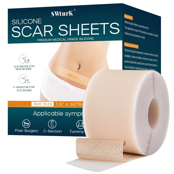 SWturK Silicone Scar Sheets,Silicone Scar Tape for Removal Treatment,Medical Grade