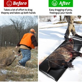 Deer Drag Sleds All-Purpose Utility Sled for Effortless Hauling of Ice Fishing Supplies, Firewood, Duck Hunting Gear, Fishing Equipment and Accessories