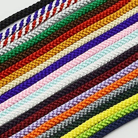 Made in Japan, Edo Braid, Diameter 0.2 inches (5 mm) x Approx. 3.3 ft (1 m), Rayon (Purple and White)