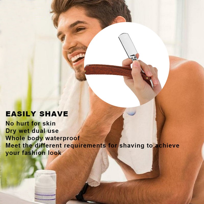 Manual Razor Professional Men Male Wooden Handle Folding Shaver Blade