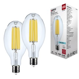 Satco S13191 40W LED HID Replacement Bulb, 4000K Cool White, 7500 Lumens, EX39 Mogul Extended Base, Clear Finish, 80+ CRI, Non-Dimmable, Energy-Efficient, LED for Industrial and Commercial (2 Pack)