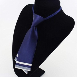 HANERDUN Women's Necktie, One-Touch Ribbon, Uniform Tie, Adjustable, For Girls, Business, School Style, Formal, Gift, blue (navy blue)