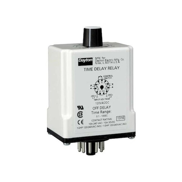 Dayton 24En83 Time Delay Relay,12Vdc,10