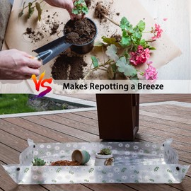 Repotting Mat for Indoor Plants Waterproof Clear Potting Mat Foldable Plant Potting Repotting Tray Portable Gardening Tray for Indoor Potting Soil, Gardening Gifts for Women 31.5 x 23.6(Leaves)