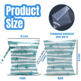 AASRR Wet Dry Bag, Wet Bag for Swimsuit, Travel, Beach, Pool, Diapers, Dirty Yoga Gym Clothes, Makeup Bag, Ocean Starfish Summer Vacation Essentials