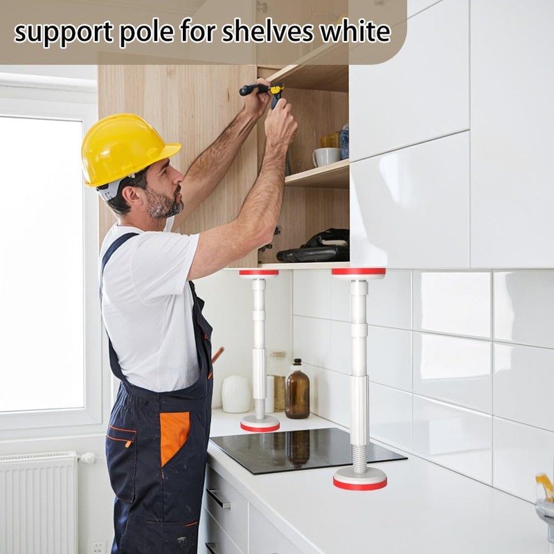 Adjustable Support Pole Small for Cabinets/Furniture - 440lb White Telescopic