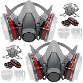 KAGIKA Half Face Respirator, Respirator Mask with 6001 Filters, Resin Mask for Asbestos, Fume, Painting, Welding and Dust