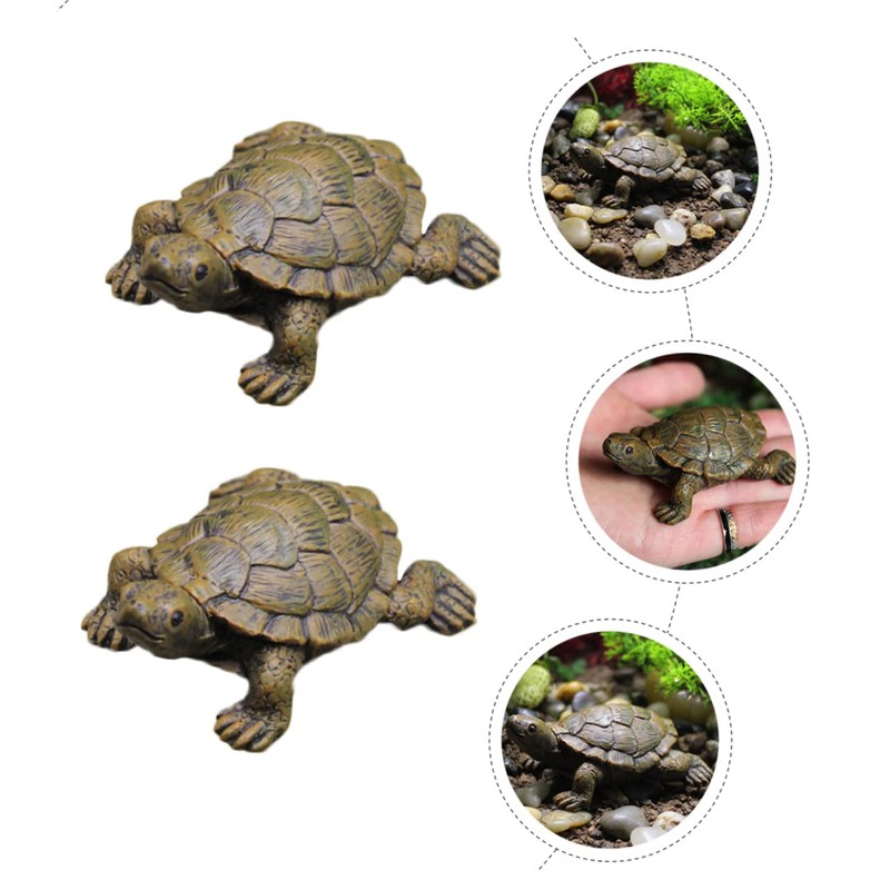 CAXUSD 4pcs Miniature Turtle Figurines Resin Turtle Decor for Garden