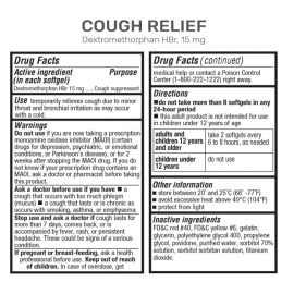 P Puregen Labs Alivio de la tos para adultos Dextrometrofano HBr 15 mg (120 cápsulas blandas)