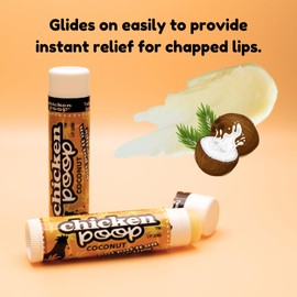 Chicken Poop® Lip Balm Coconut Duo 100% Natural Moisturizer for Dry Chapped Lips, 0.15 oz (Pack of 2)