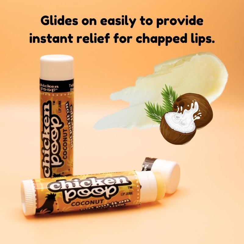 Chicken Poop® Lip Balm Coconut Duo 100% Natural Moisturizer for