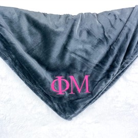 Go Greek Chic Phi Mu Embroidered Plush Throw Blanket