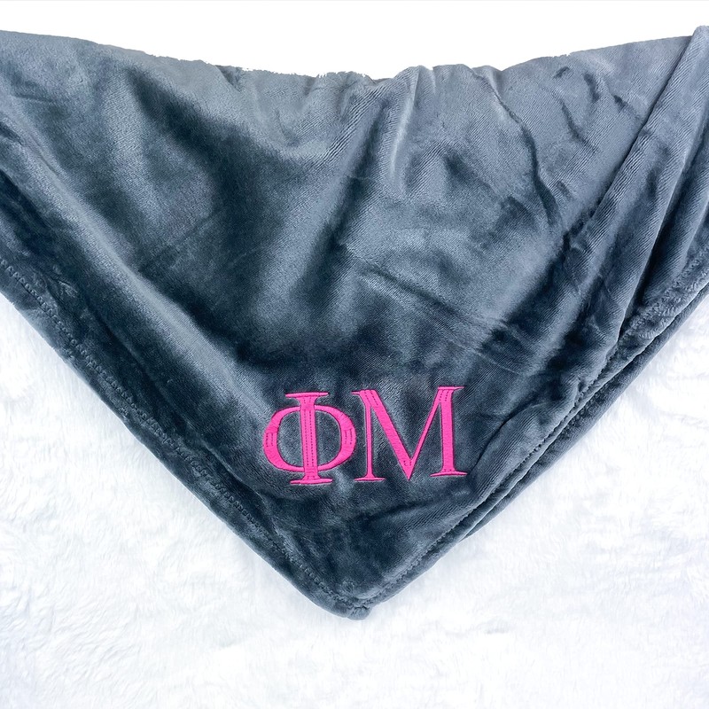 Go Greek Chic Phi Mu Embroidered Plush Throw Blanket