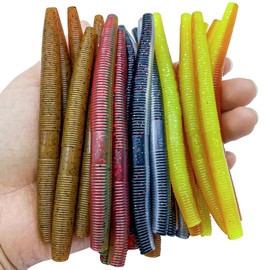 Bnqoe Fishing Soft Plastic Senko Wacky Worms, Soft Fishing Lures, Worm Soft Plastic Bass Fishing Lure, Mixed Kit Plastic Worm Stick Baits
