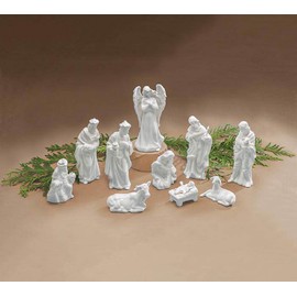 burton+BURTON Porcelain Miniature Nativity Figurine 10 Piece, White