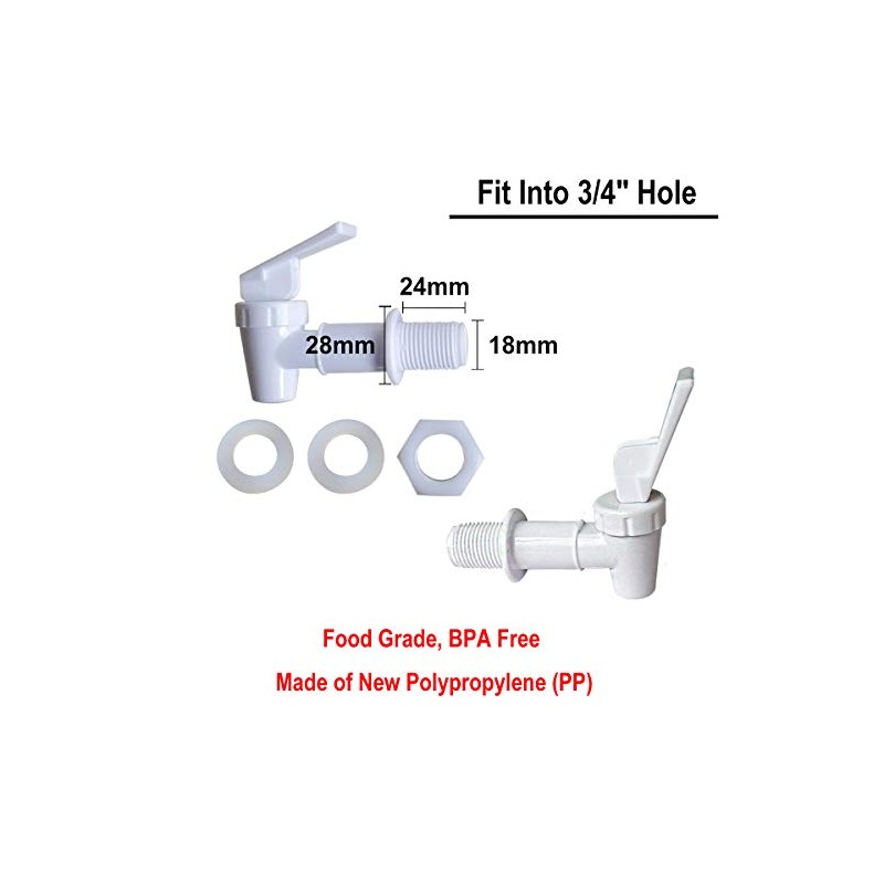 Replacement Cooler Faucet 4 White Water Dispenser Tap Set. BPA