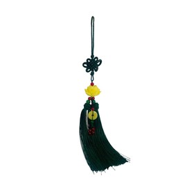 FengshuiGe Car Hanging Decoration Lotus Flower Charm Tassel for Car Decoration Wall Hanging Decor/Wealth/Prosperity/Success (Green)