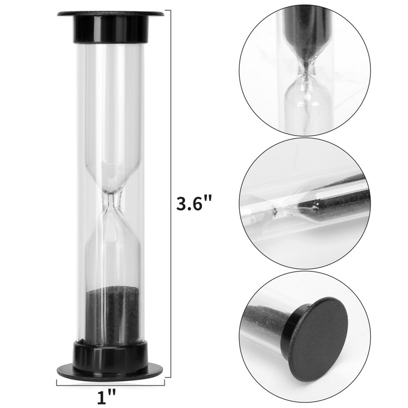 40 Pcs Black Hourglass Sand Timers 1 Minute Sandglass Sand